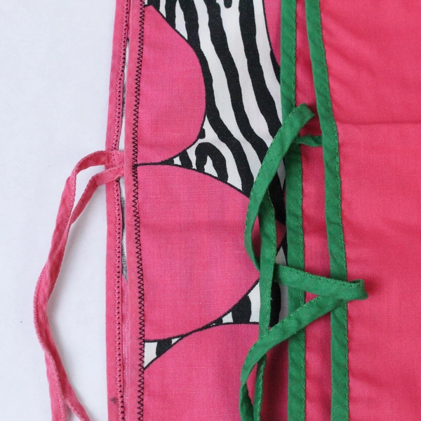 Lot of 2 Smock Aprons Pink Hearts Zebra Stripes - Pre-Owned Stains