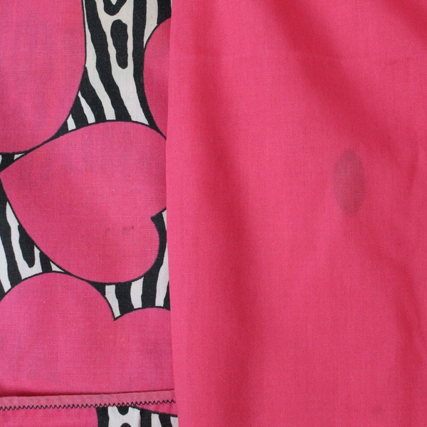 Lot of 2 Smock Aprons Pink Hearts Zebra Stripes - Pre-Owned Stains