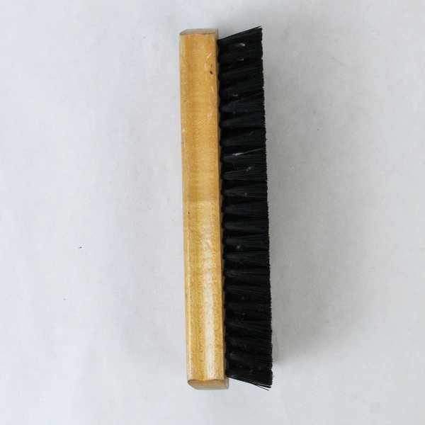 Vintage Brown Wooden Shoe Brush with Black Bristles 7.25" - Pre-owned
