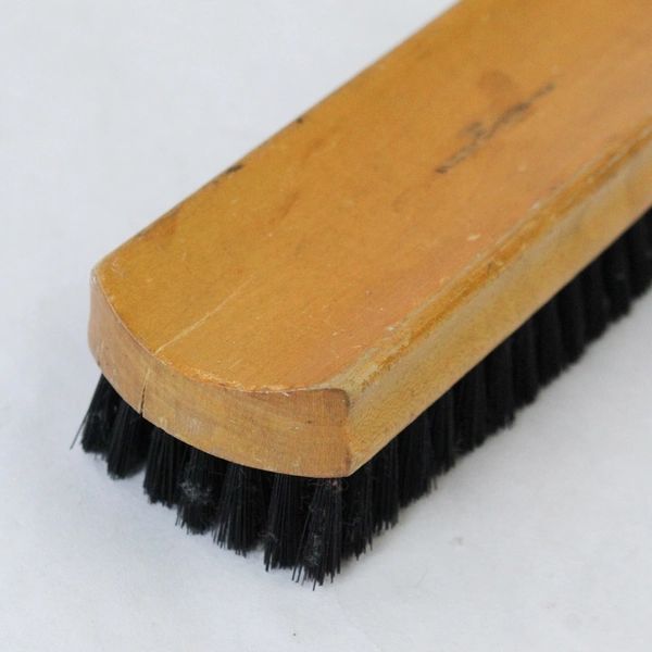 Vintage Brown Wooden Shoe Brush with Black Bristles 7.25" - Pre-owned