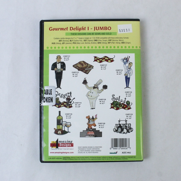 Gourmet Delight 1 Embroidery Designs CD 2007 - 20 Classic Patterns