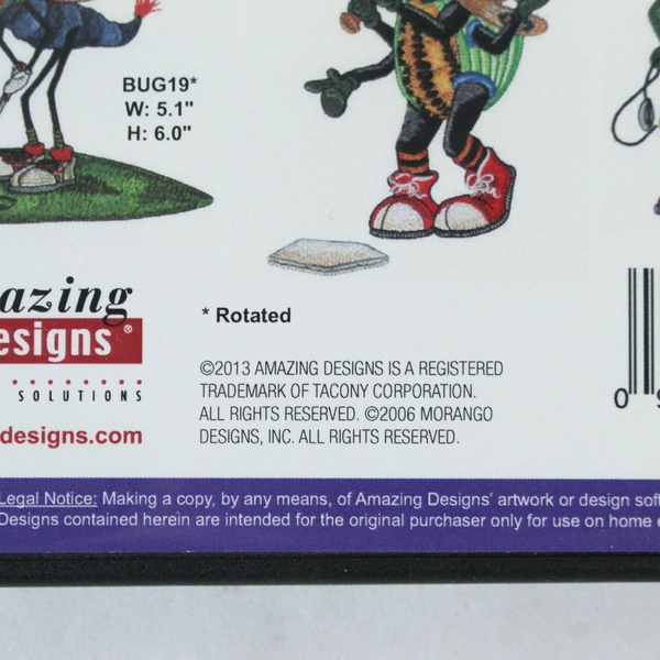 Sports Bugs 1 Embroidery Designs CD - Sealed for Windows, 20 Designs ADP-61