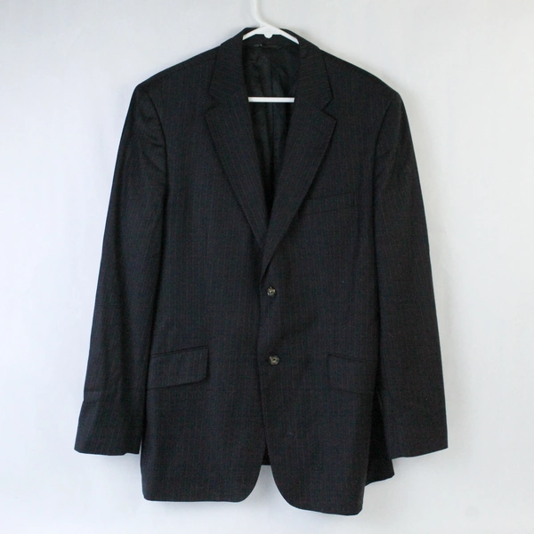 Banana Republic Blazer Men's Size 44 Regular Gray Pin Striped Shoulder Pads