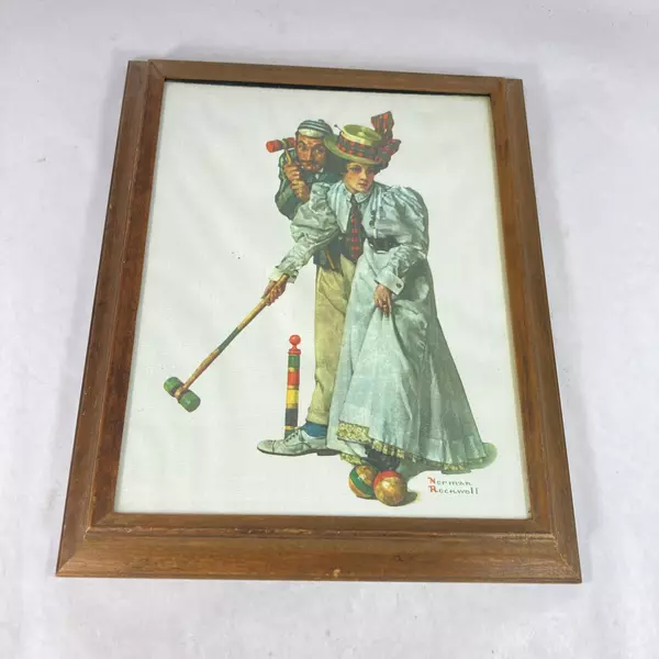 Framed Norman Rockwell Print Croquet Copyright 1931