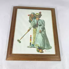 Framed Norman Rockwell Print Croquet Copyright 1931