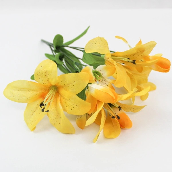 Unbranded 3 Artificial Spring Floral Bouquets Yellow Lilies Pink Roses