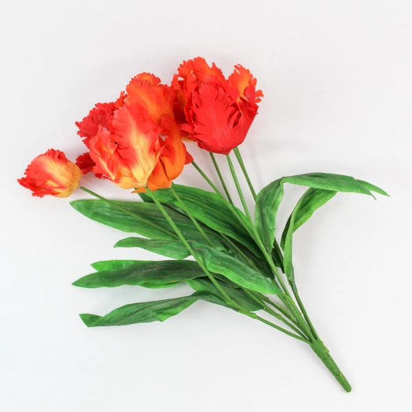 Vibrant Orange Yellow Tulip Artificial Floral Bouquet Home Decor 20"