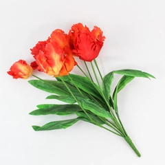 Vibrant Orange Yellow Tulip Artificial Floral Bouquet Home Decor 20"