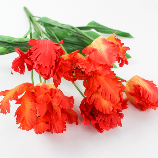 Vibrant Orange Yellow Tulip Artificial Floral Bouquet Home Decor 20"