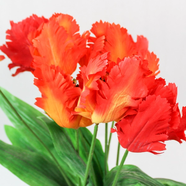Vibrant Orange Yellow Tulip Artificial Floral Bouquet Home Decor 20"