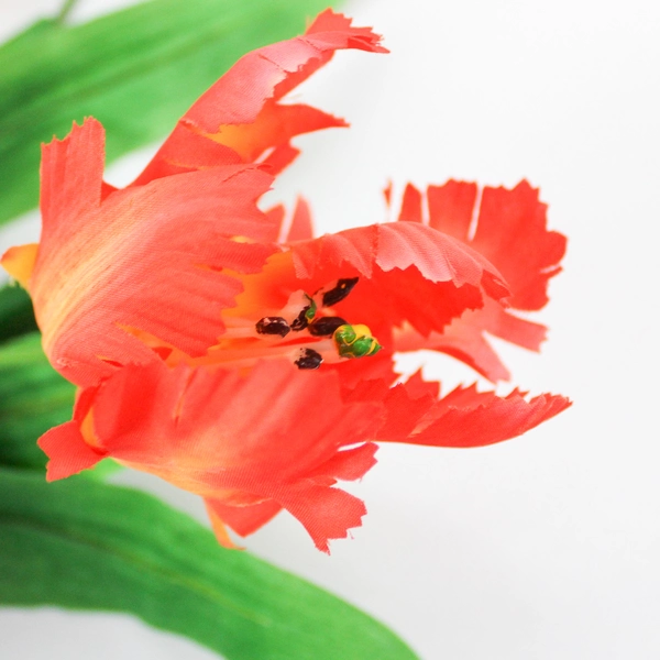 Vibrant Orange Yellow Tulip Artificial Floral Bouquet Home Decor 20"