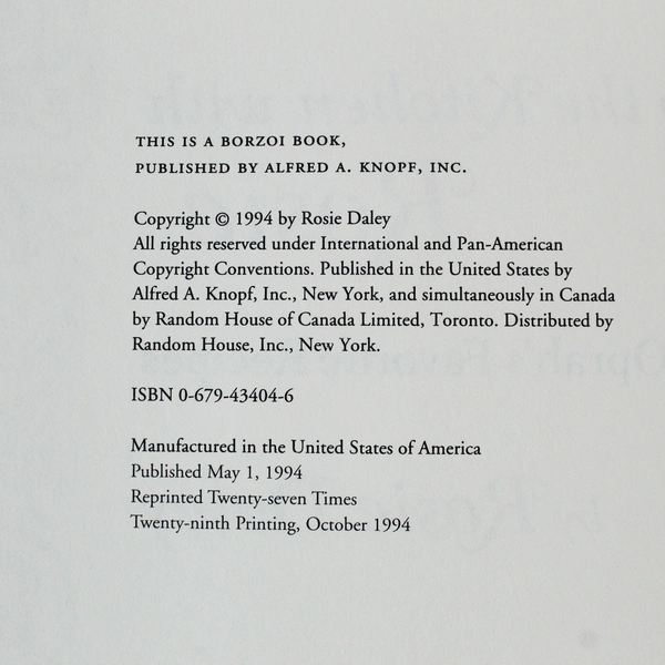 Oprah's Favorite Recipes: In the Kitchen with Rosie by Rosie Daley HC DJ 1994