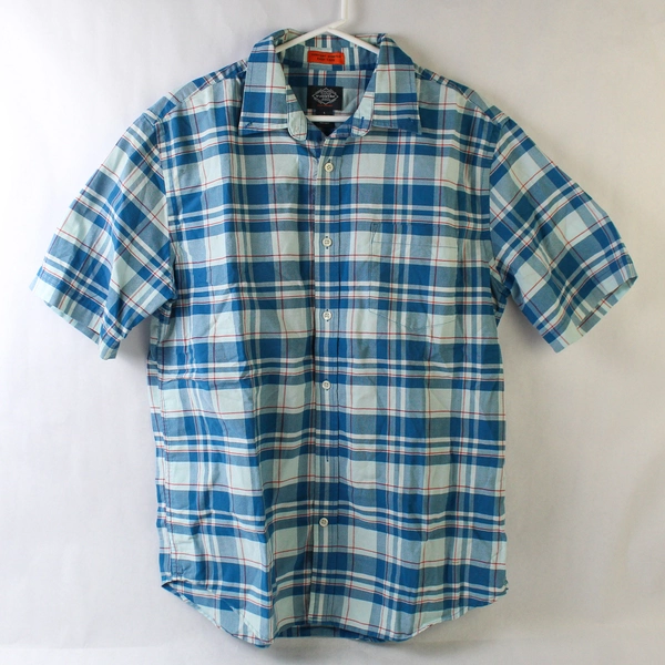 St. John's Bay Men's Blue Plaid Performance Short Sleeve Shirt L - Pre-owned