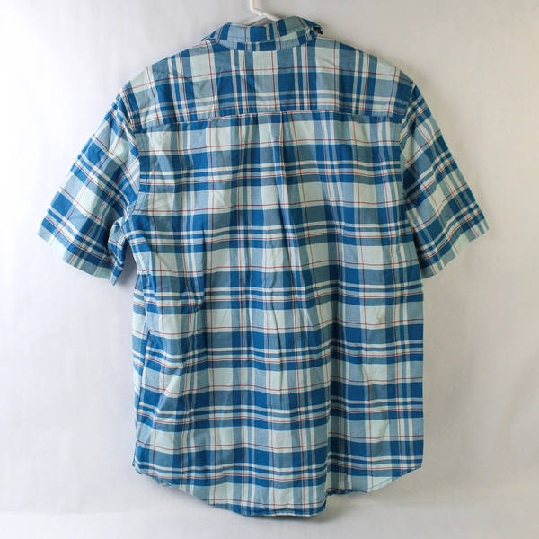 St. John's Bay Men's Blue Plaid Performance Short Sleeve Shirt L - Pre-owned