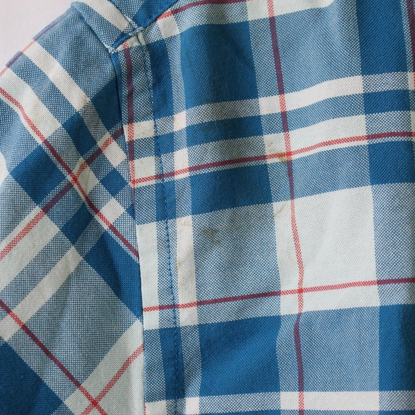 St. John's Bay Men's Blue Plaid Performance Short Sleeve Shirt L - Pre-owned