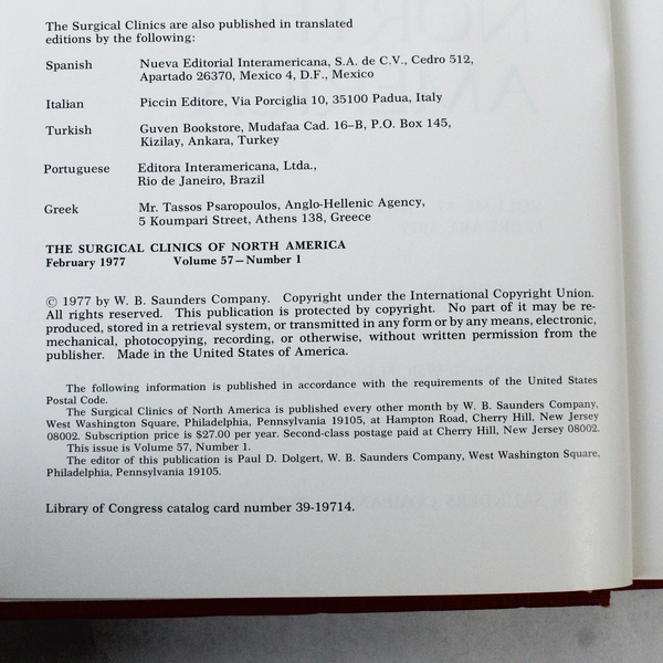 Vintage Surgical Clinics of North America Feb 1977 Vol 57 No 1 Book