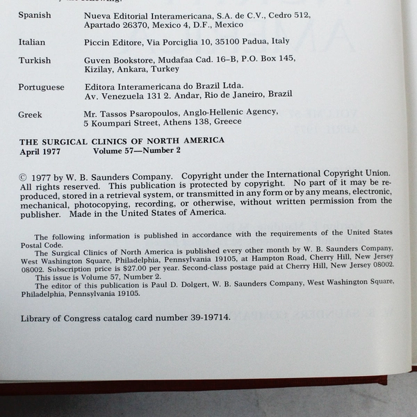 The Surgical Clinics of North America: Hepatic Surgery April 1977 Book