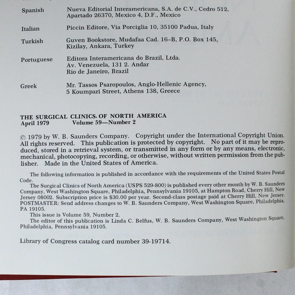 Vintage Surgical Clinics of North America, April 1979, Vol 59, No 2