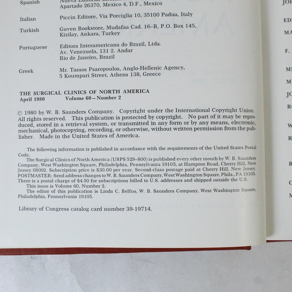 The Surgical Clinics of North America April 1980 Vol 60 No 2 Book