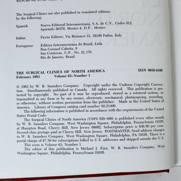 Vintage Surgical Clinics of North America Feb 1983 Vol 63 Colon Surgery