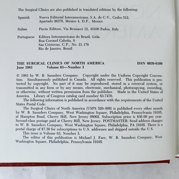 Surgical Clinics of North America June 1983 Vol 63 No 3 Orthopedic Surgery