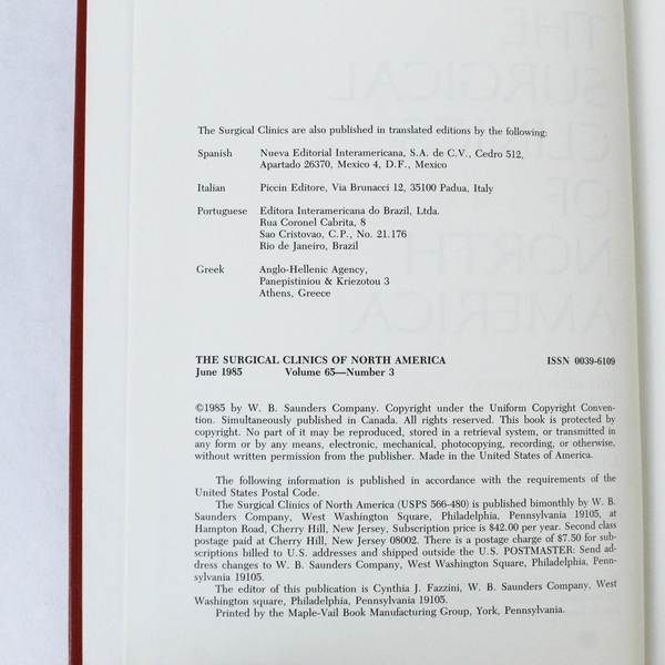 Vintage The Surgical Clinics of North America June 1985 Cardiac Surgery Book