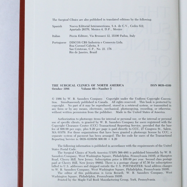 Lot of 4 The Surgical Clinics of North America 1986 Vol 66 April-June-Dec