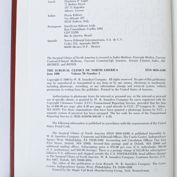 Lot of 2 The Surgical Clinics of North America Vol 70 April & June 1990