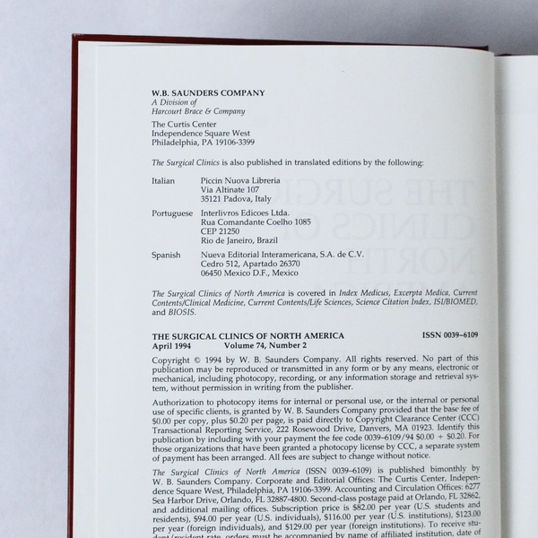 Lot of 4 The Surgical Clinics of North America 1994 Vol 74 Issues February-Oct