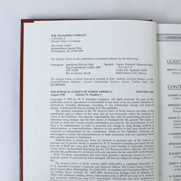 Lot of 2 The Surgical Clinics of North America Vol 75 June August 1995