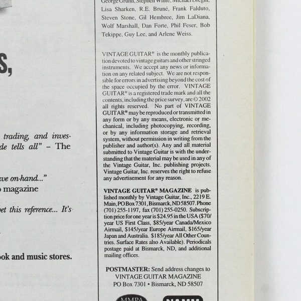 Vintage Guitar Magazine May 2002 Warren Haynes The Who Gibson Guitars