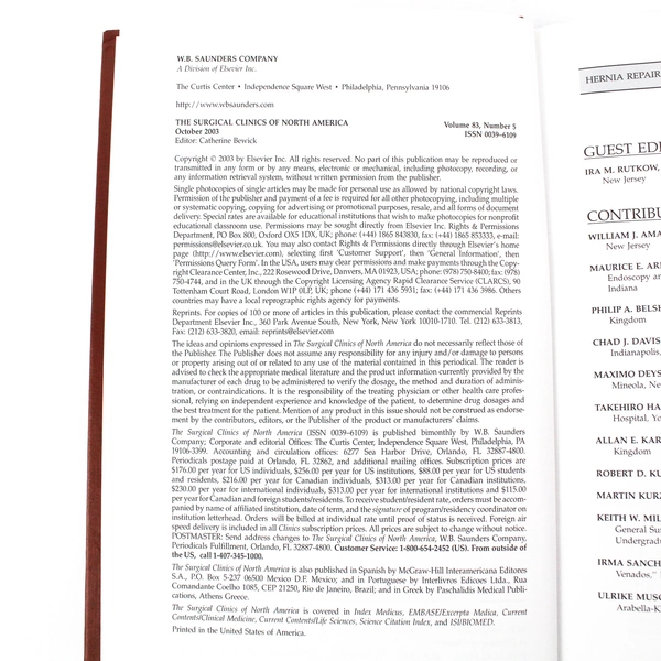 The Surgical Clinics of North America October 2003 Volume 83 Number 5