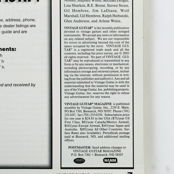 Vintage Guitar Magazine July 2003 - Tommy Shaw, Otis Rush, Tuners Guide