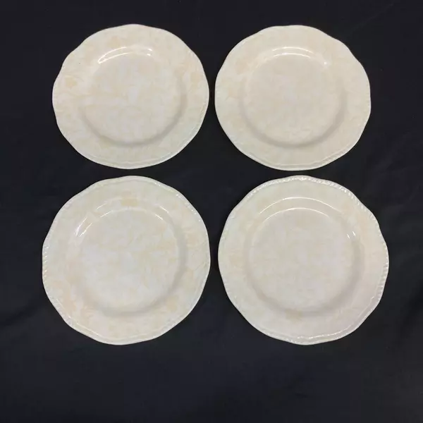 Set of 4 International China Damask Ivory Salad Plates 8 Inch