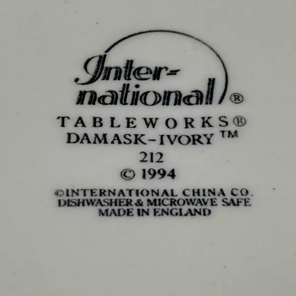 Set of 4 International China Damask Ivory Salad Plates 8 Inch