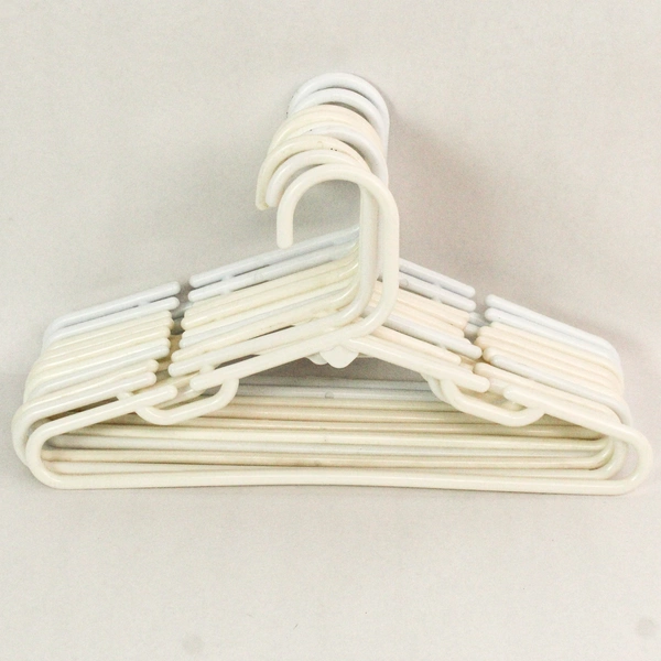 Lot of 10 White Plastic Tubular Children's Clothes Hangers Closet Organization
