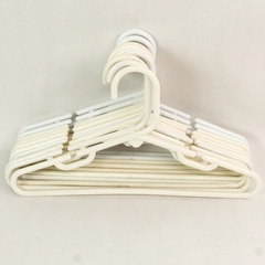 Lot of 10 White Plastic Tubular Children's Clothes Hangers Closet Organization