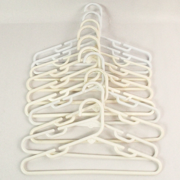 Lot of 10 White Plastic Tubular Children's Clothes Hangers Closet Organization