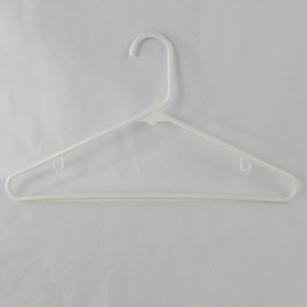 Lot of 10 White Plastic Tubular Hangers with Hooks - Standard Size