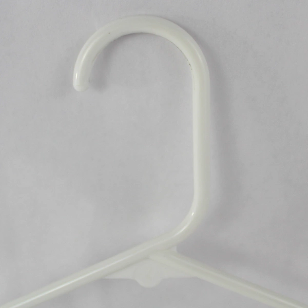 Lot of 10 White Plastic Tubular Hangers with Hooks - Standard Size