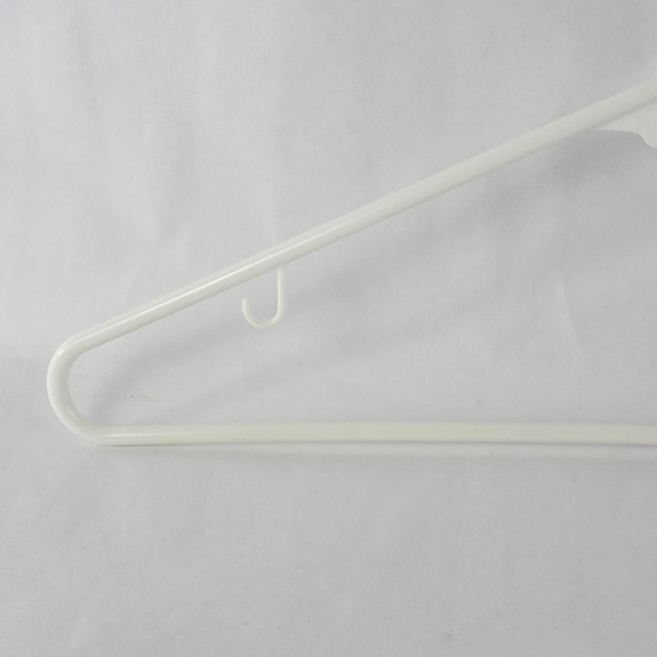 Lot of 10 White Plastic Tubular Hangers with Hooks - Standard Size