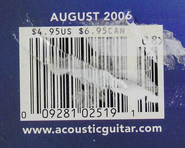 Acoustic Guitar Magazine Aug 2006 Dave Grohl Playing Acoustic - Good Condition