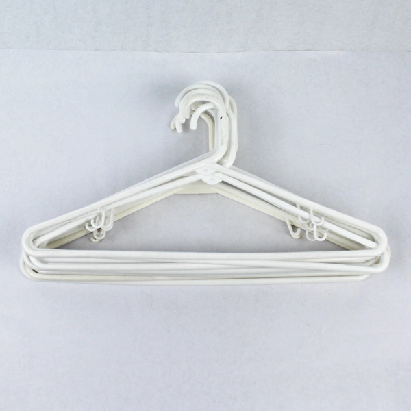 Lot of 10 White Plastic Tubular Hangers 17" - Good Pre-Owned Condition
