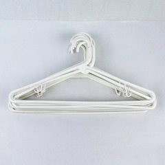 Lot of 10 White Plastic Tubular Hangers 17" - Good Pre-Owned Condition