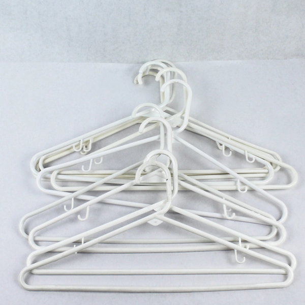 Lot of 10 White Plastic Tubular Hangers 17" - Good Pre-Owned Condition