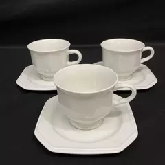 Set of 3 Vintage Mikasa Continental White Cups & Saucers - Pre-Owned