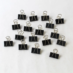 Lot of 17 Mini Black Metal Binder Clips for Office Organization