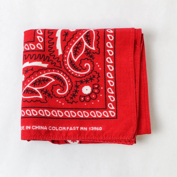 Vintage Red Cotton Paisley Bandana Handkerchief 19.5" x 19.5" Pre-owned