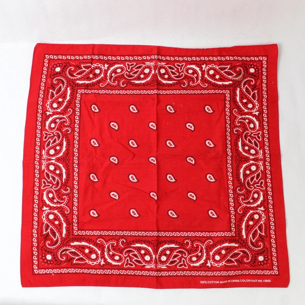 Vintage Red Cotton Paisley Bandana Handkerchief 19.5" x 19.5" Pre-owned