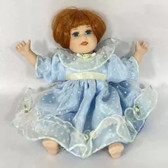 Seymour Mann Porcelain Doll 10 Inch Red Hair Blue Dress